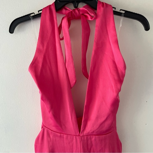 New! Nookie Utopia Pink Halter Tie Back Wide Leg Jumpsuit 7709 - Picture 4 of 13